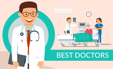 En iyi doktorlar düz vektör Poster Şablon Yardımı