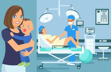 Prenatal Medical Checkup Flat Vector Illustration clipart
