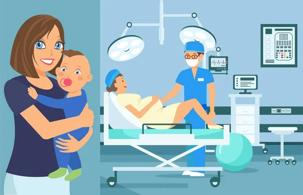 Contrôle médical prénatal Illustration vectorielle plate — Image vectorielle