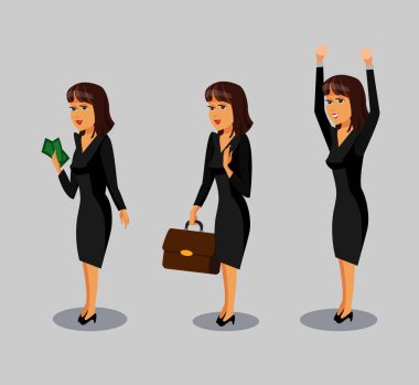 İş kadını, kariyerist vektör çizimler paketi