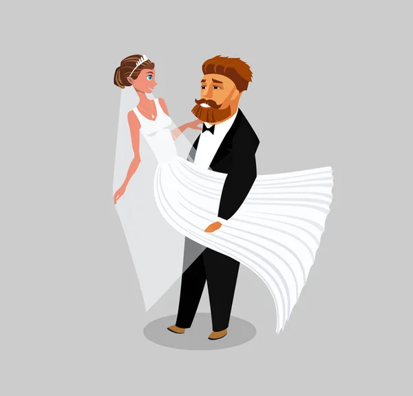 Recién casados, recién casados Color Vector Ilustración — Archivo Imágenes Vectoriales