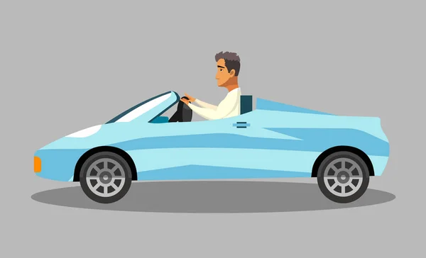 Sukses Man in Convertible Sports Car Clipart - Stok Vektor