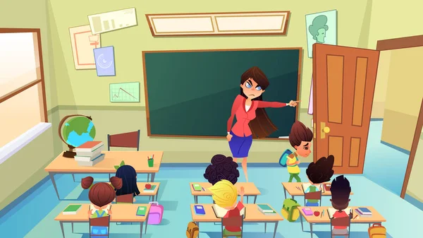 教师将学生排除在班级卡通向量之外 — 图库矢量图片
