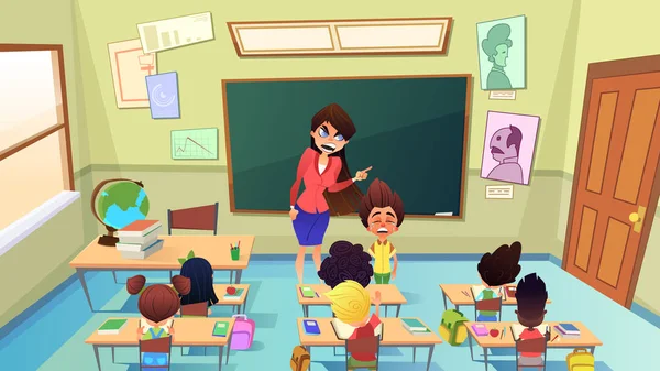 Öğretmen öğrenci sınıf karikatür vektör azar