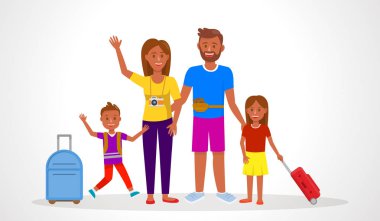 Yaz tatil vektör çizim üzerinde gidiş aile