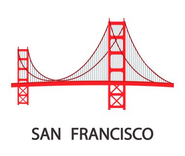 San Francisco Modern Cityscape düz illüstrasyon