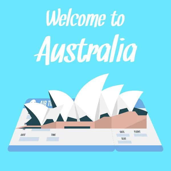 Illustration vectorielle de l'Opéra de Sydney avec texte — Image vectorielle