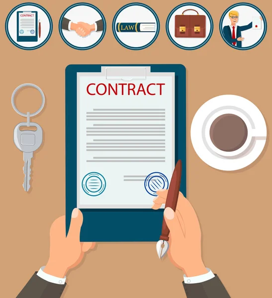 Certificazione del contratto di firma dell'illustrazione vettoriale — Vettoriale Stock