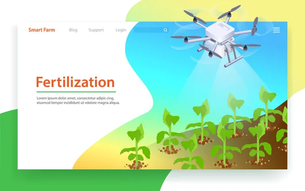 Fertilization in slimme boerderij. Landing pagina sjabloon — Stockvector