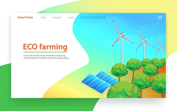Tecnologia Eco Farming. Prodotti alimentari naturali . — Vettoriale Stock