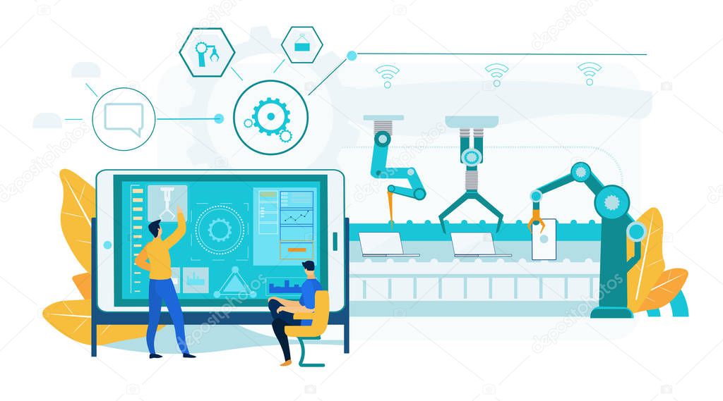 Innovation Laptop Assembly. Robotic Conveyor Line.