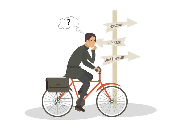 Elegir destino para el viaje anual en bicicleta . — Vector de stock