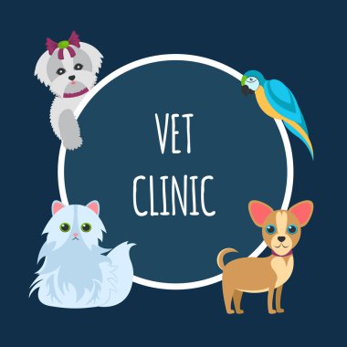 Vektör Poster renk şablonu yazı klinik veteriner