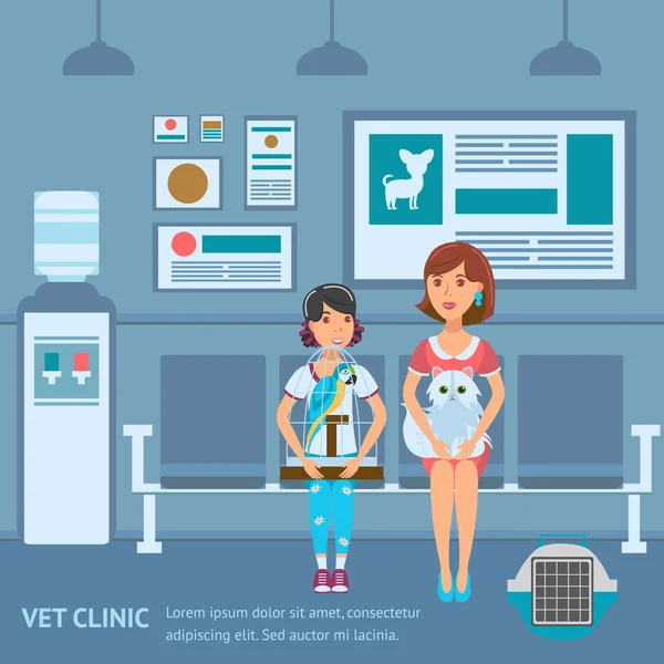 Vet Clinic Web Banner Vector cor o modelo de fila —  Vetores de Stock