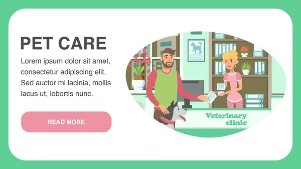 Landing Page Vektorvorlage für Tierklinik — Stockvektor