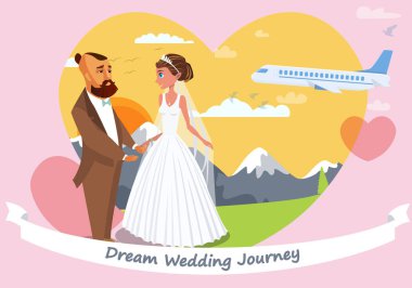 Balayı vektör Poster düzen yazı ile