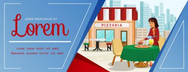 Pizzacı renk illüstrasyon öğle yemeği kadın