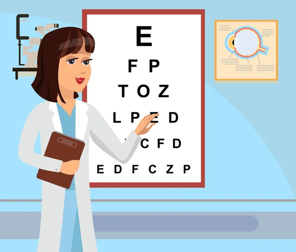 Oční lékař v nemocnici plochý obrázek — Stockový vektor