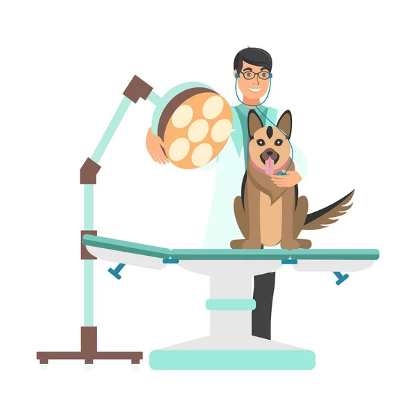 Veteriner veteriner Kliniği illüstrasyon köpek ile — Stok Vektör