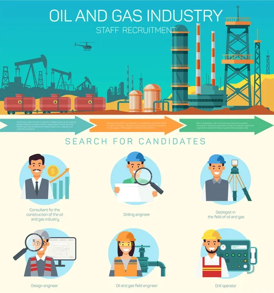 Rekrutierung von Personal in der Öl- und Gasindustrie — Stockvektor