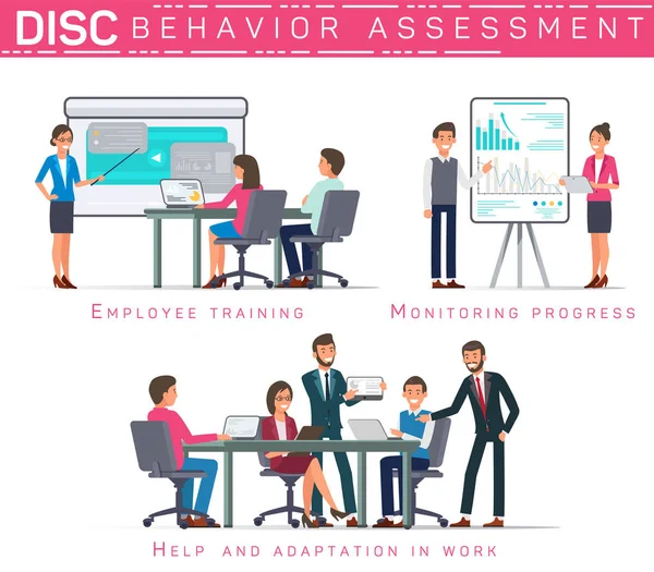 Vetor de avaliação comportamental Disc plana Banner. —  Vetores de Stock