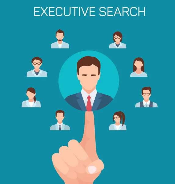 Flat Banner Executive Search Agências de recrutamento . — Vetor de Stock