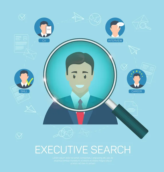 Flat Banner Executive Search Succès Emploi de clôture . — Image vectorielle