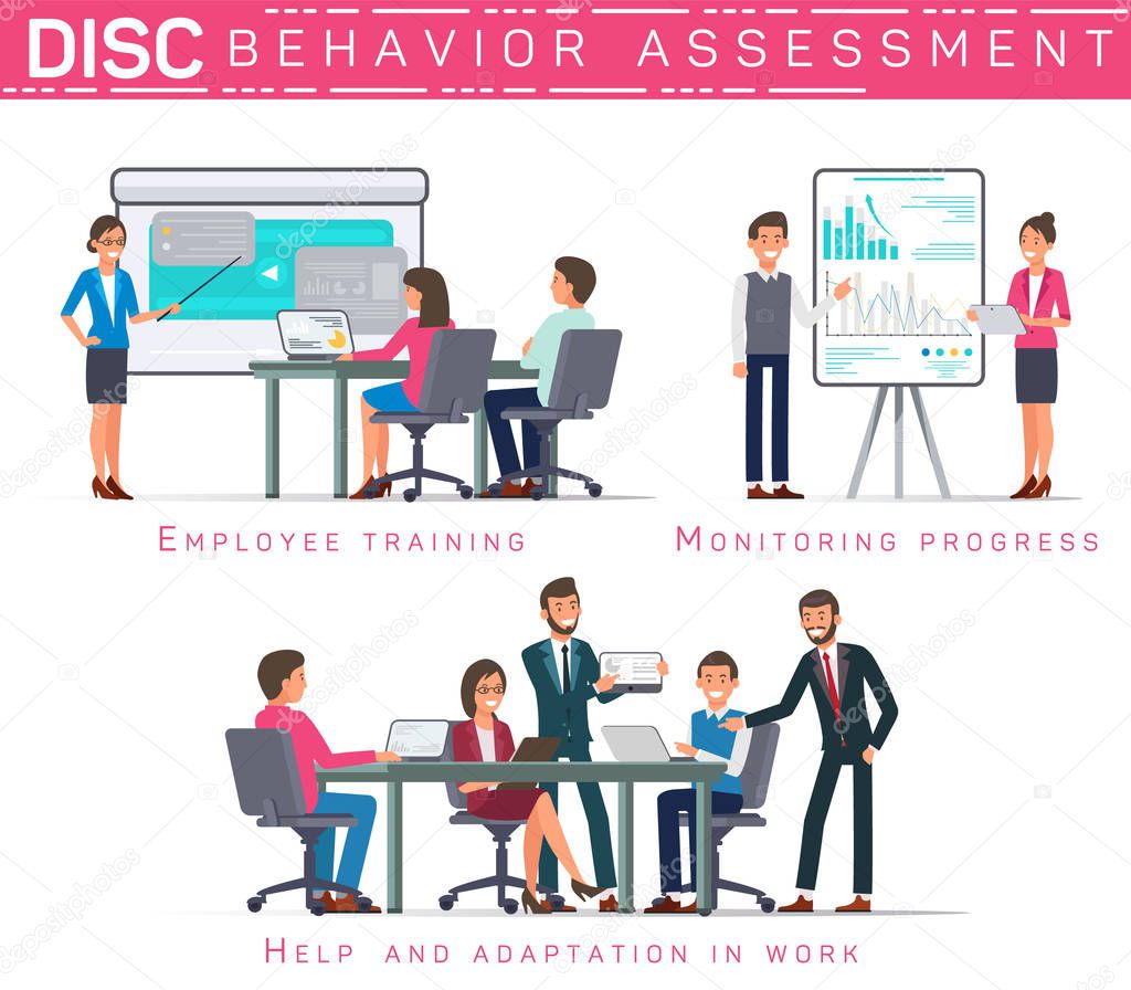 Flat Banner Disc Behavioral Assessment Vector.