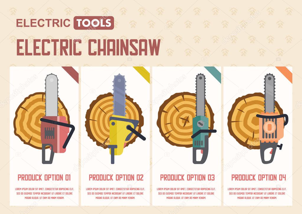 Electric Chainsaws Series Flat Vector Web Banner