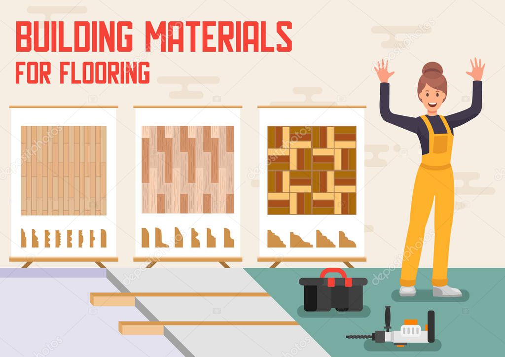 Building Materials for Flooring Vector Ad Banner