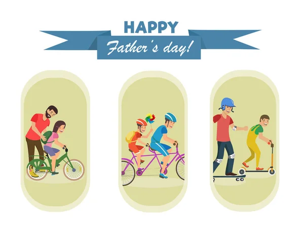 Set vettoriale con iscrizione Happy Fathers Day . — Vettoriale Stock