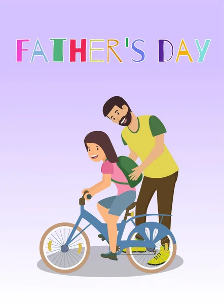 Platte vectorillustratie geschreven Fathers Day. — Stockvector