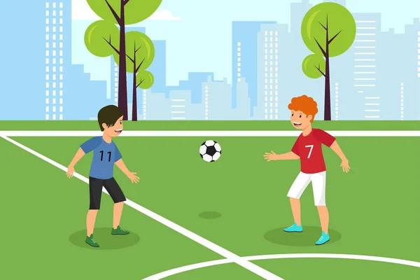 Vector Flat Red Contre Blue Kids Football Team . — Image vectorielle