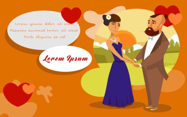 Sevgililer günü düz vektör kartpostal şablonu