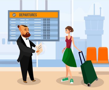 Bagaj Havaalanı Terminal çizim kadınla