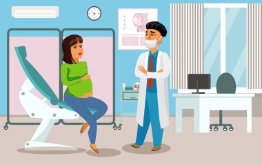 Jinekolog, doğum uzmanı Kliniği düz çizim