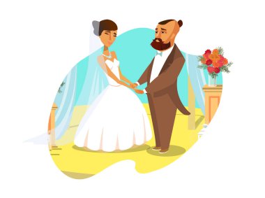 Düğün töreni vektör Poster, kartpostal kavramı