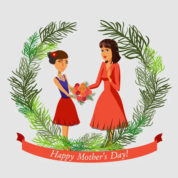 Mutlu anneler günü vektör tebrik kartı kavramı — Stok Vektör