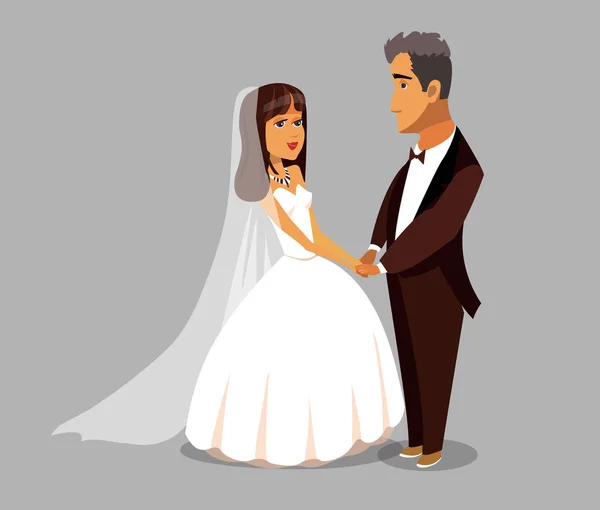 Yeni evli, yeni evliler karikatür tasarım öğesi — Stok Vektör