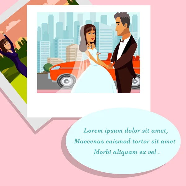 Bruiloft herinneringen, Foto Album vectorillustratie — Stockvector