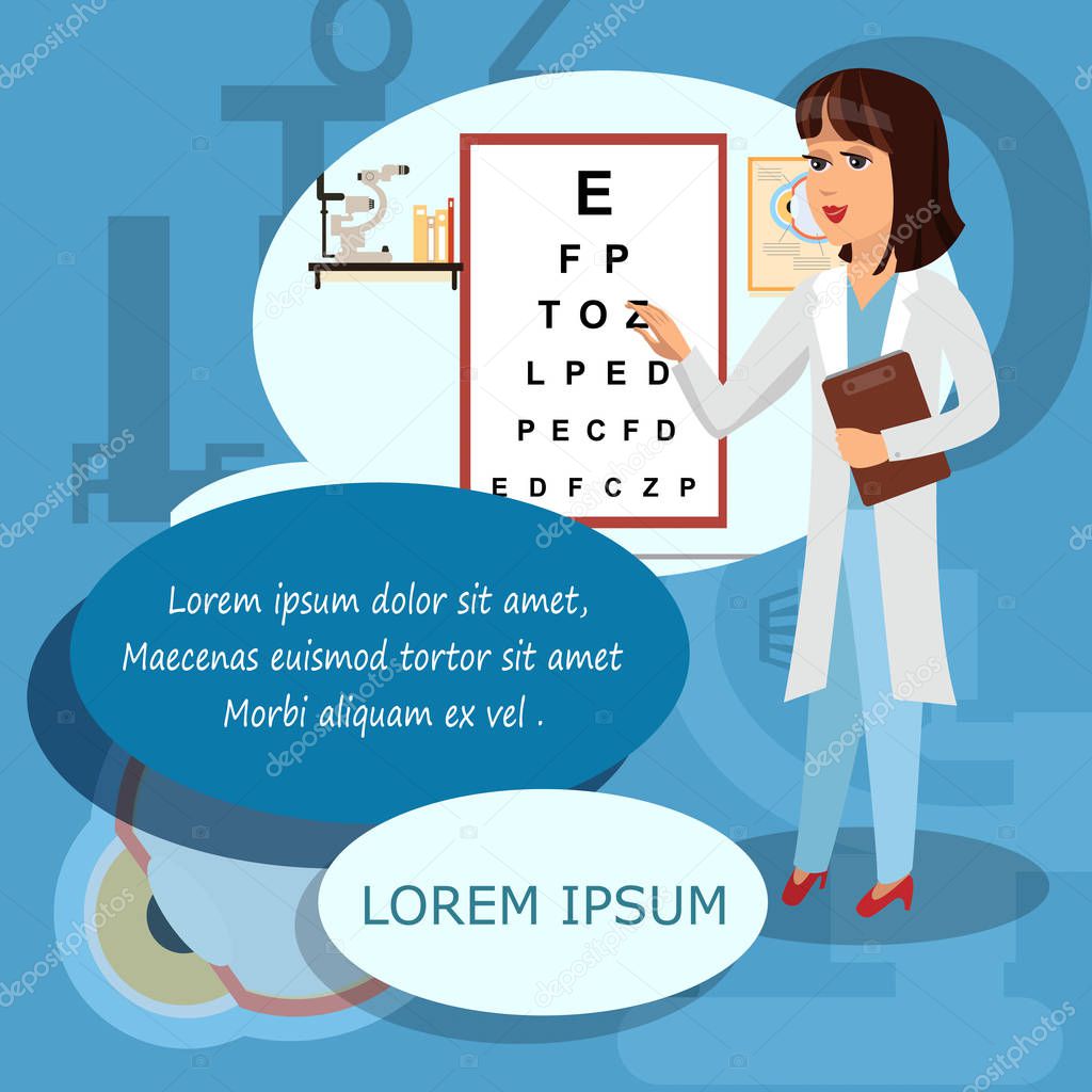 Ophthalmologist at Hospital Vector Illustration