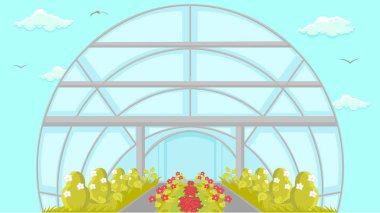 Plantation in Greenhouse Cartoon Illustration clipart
