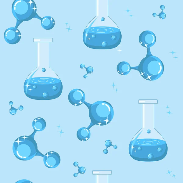 Moleküllerin su modellerin Dikişsiz desen vektör — Stok Vektör