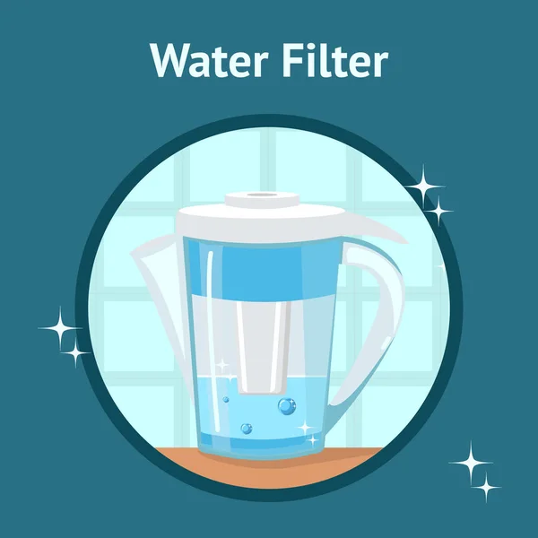 Water Filter Jug, Pitcher Vector Poster with Text — Stock Illustration Water Filter Jug, Pitcher Vector Poster with Text Stock Illustration
