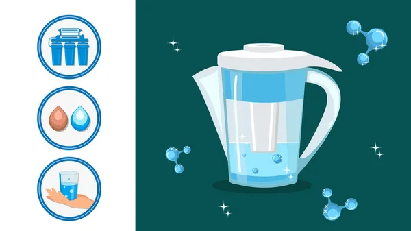 Water Filter Jug, Pitcher Cartoon Illustration — Stock Illustration Water Filter Jug, Pitcher Cartoon Illustration Royalty Free Stock Illustrations