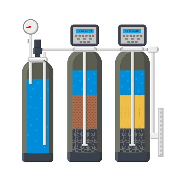 Water filtratie systeem platte vectorillustratie — Stockvector