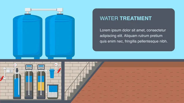 Banner web del sistema de tratamiento de agua con espacio de texto — Vector de stock
