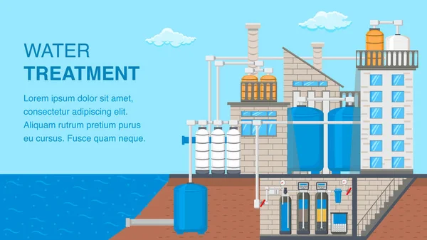 Su arıtma sistemi afiş metin alanı ile — Stok Vektör