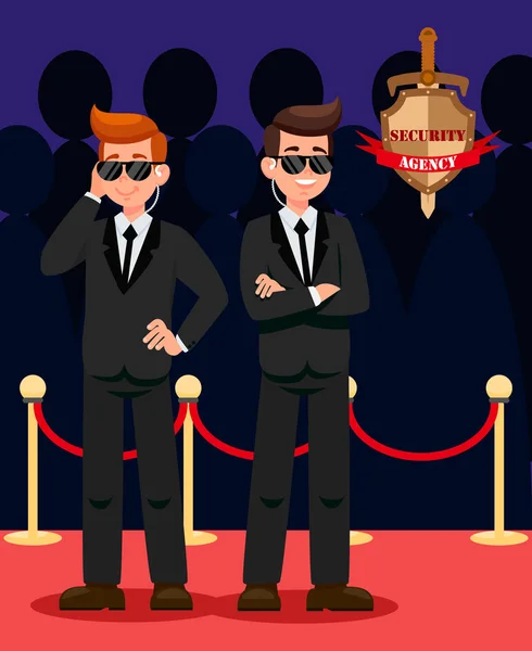 Due guardie del corpo su personaggi dei cartoni animati Red Carpet — Vettoriale Stock
