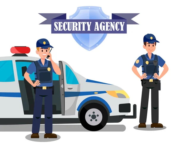 Plantilla de Banner de Tarea de Oficiales de Agencia de Seguridad — Vector de stock